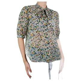 Céline-Multi floral tie-neck blouse - size FR 36-Multiple colors