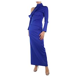 Autre Marque-Blue shoulder cutout silk maxi dress - size UK 6-Blue