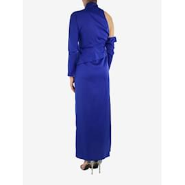 Autre Marque-Robe longue en soie découpée aux épaules bleues - taille UK 6-Bleu