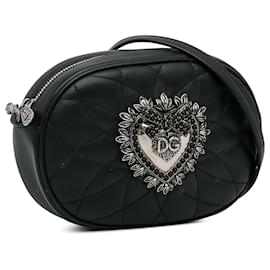 Dolce & Gabbana-Dolce&Gabbana Black Mini Devotion Crossbody Bag-Black