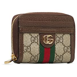 Gucci-Gucci Brown GG Supreme Ophidia Coin Pouch-Brown,Beige