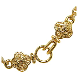 Chanel-Chanel Gold CC Clover Pendant Necklace-Golden