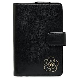 Chanel-Chanel Black Camellia Leather Wallet-Black