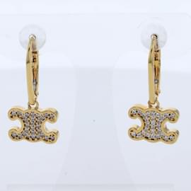 Céline-Triomphe Rhinestone Earrings-Golden