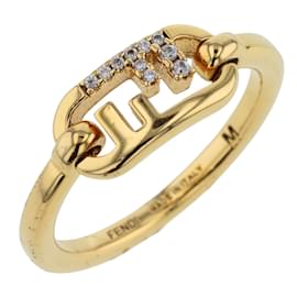 Fendi-Rhinestone O'Lock Ring 8AH323-Golden