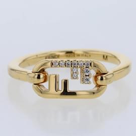 Fendi-Rhinestone O'Lock Ring 8AH323-Golden