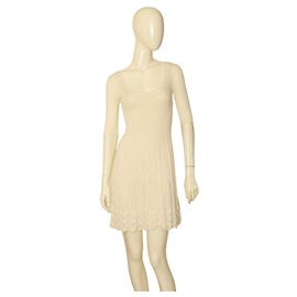 M Missoni blanc tricoté 3/4 manches mini au-dessus du genou Taille de robe ajustée et évasée 38 Blanc