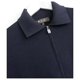 Loro Piana-Loro Piana Beau Rivage knit bomber jacket-Navy blue