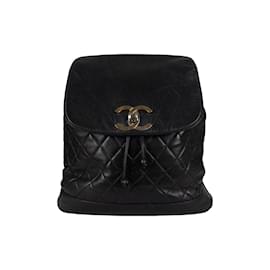 Chanel-Zaino Chanel con coulisse in pelle di agnello trapuntata vintage-Nero