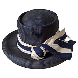 Autre Marque Rachel Trevor Morgan Straw Hat Navy Blue Navy blue