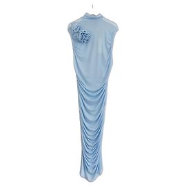 Magda Butrym Midikleid aus Jersey mit Blumenapplikation Hellblau