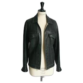 Hermès-HERMES Brown lambskin leather jacket good condition T44-Brown