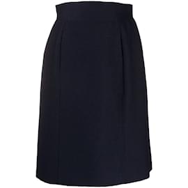 Chanel-Chanel Blue Wool Skirt-Blue,Dark red
