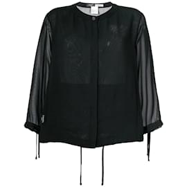 Chanel Schwarze halbtransparente Bluse Schwarz