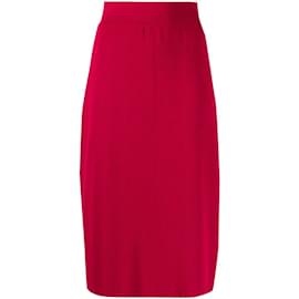 Céline-Céline Red Knitted Skirt-Red
