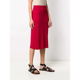 Céline-Céline Red Knitted Skirt-Red