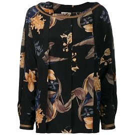 Gianni Versace Blumenbluse aus Seide Mehrfarben
