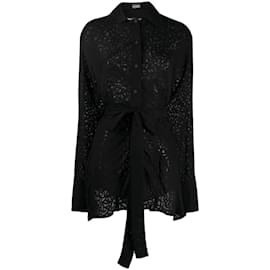 Gianfranco Ferré-Gianfranco Ferré Black Silk Kimono Shirt-Black