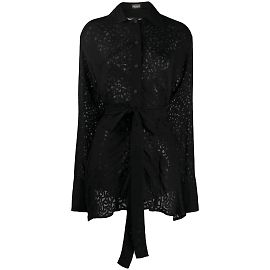 Gianfranco Ferré Camicia Kimono in Seta Nera Nero