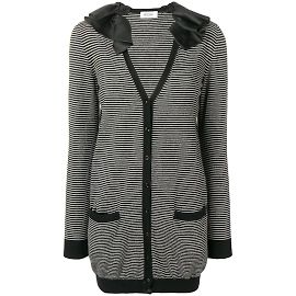 Moschino Cardigan en laine rayé Noir Blanc Sable