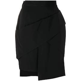 Versace-Versace Black Asymmetrical Wool Skirt-Black