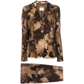Moschino Brown Floral Pattern Wool Suit Multiple colors