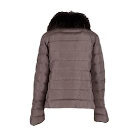 Moncler-Moncler Down Jacket With Fur-Brown