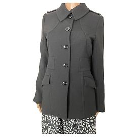 Reiss Black Wool Pea Coat Black