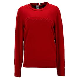 Tommy Hilfiger-Suéter masculino com logotipo exclusivo Th-Vermelho