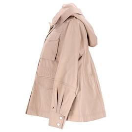 Tommy Hilfiger-Womens Cotton Twill Hooded Utility Jacket-Brown,Beige