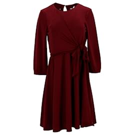 Tommy Hilfiger-Tommy Hilfiger Womens Three Quarter Sleeve Fit And Flare Dress in Red Polyester-Red