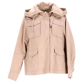 Tommy Hilfiger-Womens Cotton Twill Hooded Utility Jacket-Brown,Beige