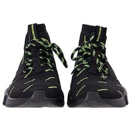 Balenciaga-Balenciaga Speed Lace-Up All Over Print Sneakers in Black Polyester-Other