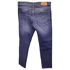 Brunello Cucinelli-Brunello Cucinelli Denim Skinny Fit Jeans em Algodão Azul-Azul