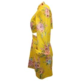 Zimmermann-Zimmermann Zinnia mini abito con maniche a sbuffo ritagliato in lino giallo-Altro