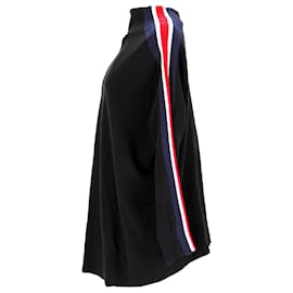 Tommy Hilfiger-Womens Stripe Sleeve High Neck Jumper-Black