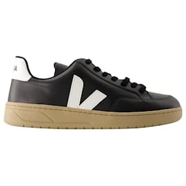 Veja-V-12 Zapatillas - Veja - Piel - Negro/Blanquecino-Negro