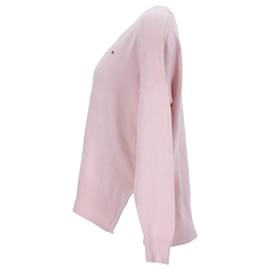 Tommy Hilfiger-Womens Pure Organic Cotton V Neck Jumper-Pink