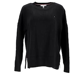 Tommy Hilfiger-Damen-Pullover aus Bio-Baumwolle mit entspannter Passform-Schwarz