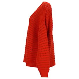 Tommy Hilfiger-Tommy Hilfiger Suéter feminino de malha com gola redonda em algodão laranja-Laranja