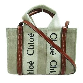 Chloé Small Canvas Woody Tote Bag Brown