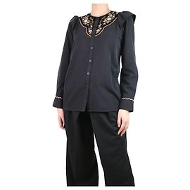 Vilshenko Camicia nera ricamata floreale - taglia UK 10 Nero