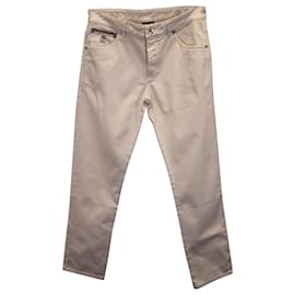Brunello Cucinelli-Brunello Cucinelli Slim Fit Jeans in Beige Cotton-Beige