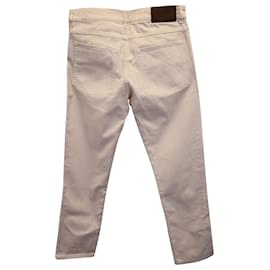 Brunello Cucinelli-Brunello Cucinelli Slim Fit Jeans in Beige Cotton-Beige