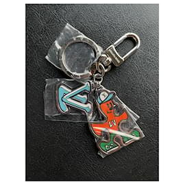 Louis Vuitton-Porte clé key ring puzzle charm louis vuitton-Argenté