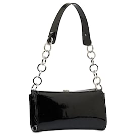 Salvatore Ferragamo-Ferragamo Black Patent Leather Shoulder Bag-Black