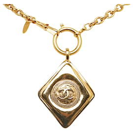 Chanel-Collier pendentif diamant CC en or Chanel-Doré