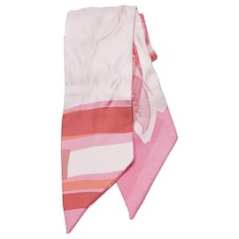 Hermès-Hermes Pink Printed Twilly Silk Scarf-Pink