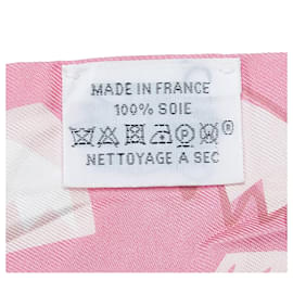 Hermès-Hermes Pink Printed Twilly Silk Scarf-Pink