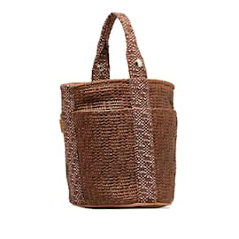 Hermès-Straw Tamour PM Bucket Bag-Brown